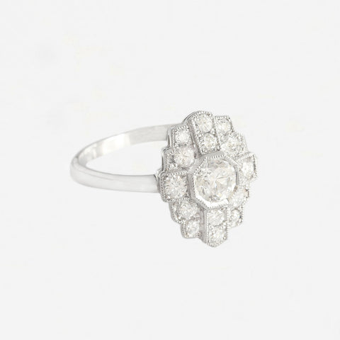 an Art Deco style diamond set ring in platinum heritage range