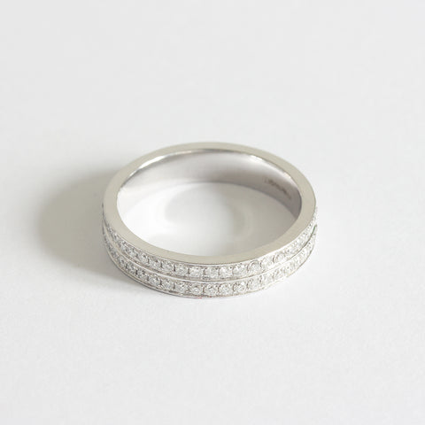 a white gold 2 row diamond set full eternity ring