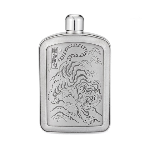 Limited Edition Ortis Tiger Pewter Hip Flask by Royal Selangor