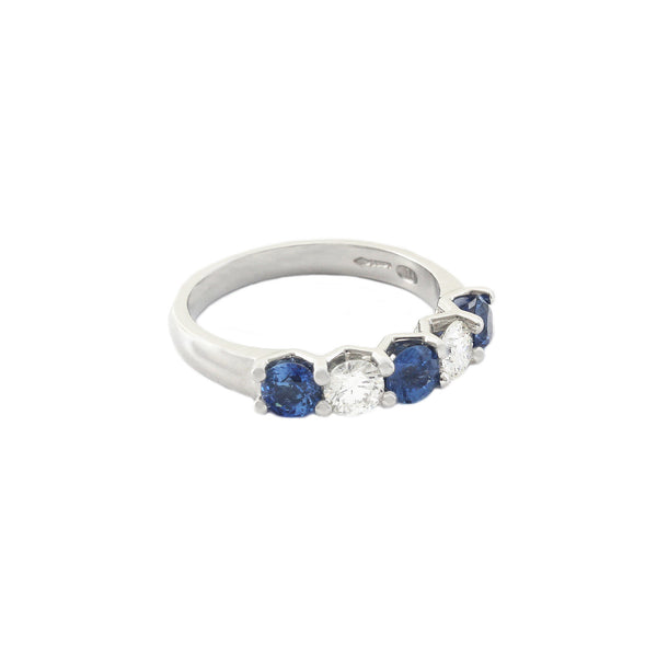 Sapphire and Diamond Five Stone Half Eternity Ring in Platinum