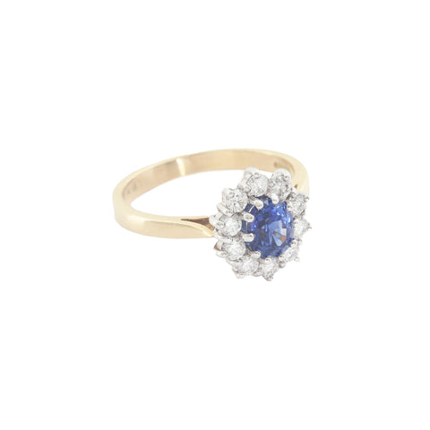 Sapphire and Diamond Cluster Ring in 18ct Gold
