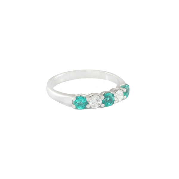 Emerald and Diamond 5 Stone Ring in Platinum