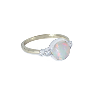 Opal and Modern Brilliant Cut Diamond 5 Stone Ring
