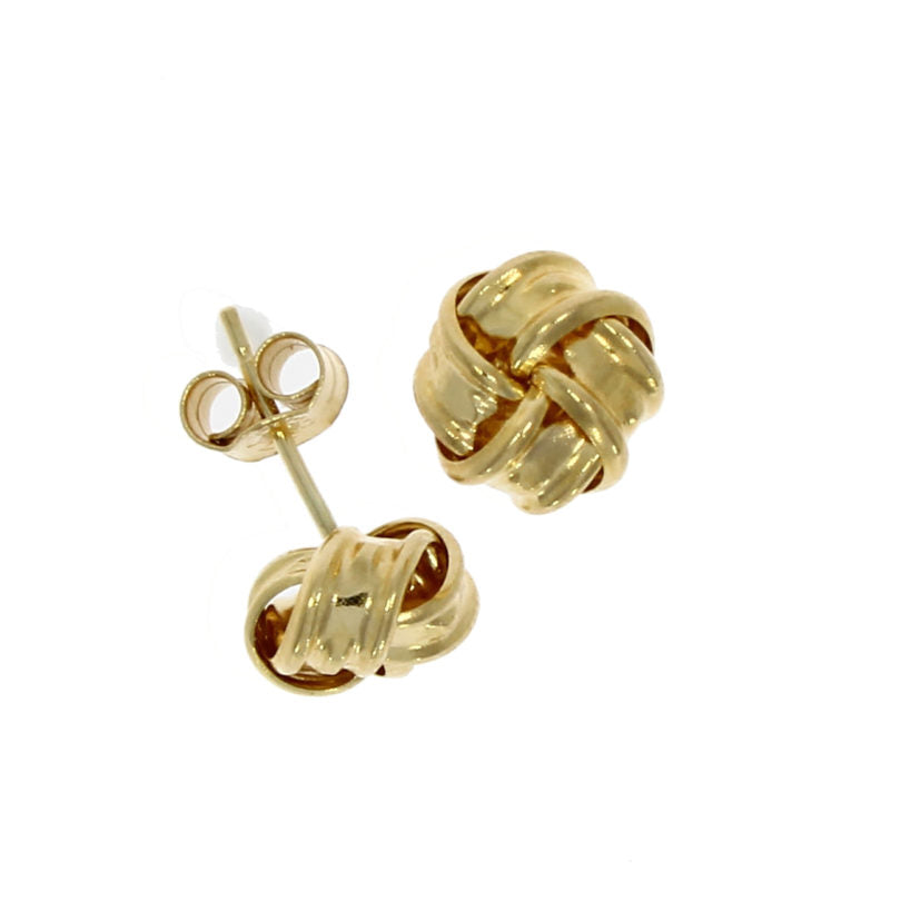 9 carat gold ribbon knot stud earrings yellow metal