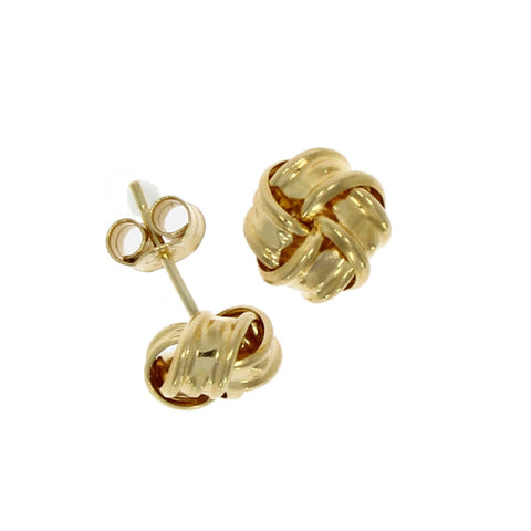 9 carat gold ribbon knot stud earrings yellow metal