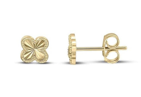 9ct Yellow Gold Clover Stud Earrings