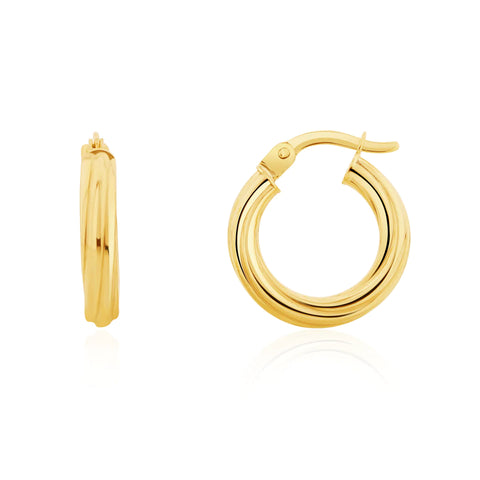 9ct Yellow Gold Twist Small Hoop Earrings
