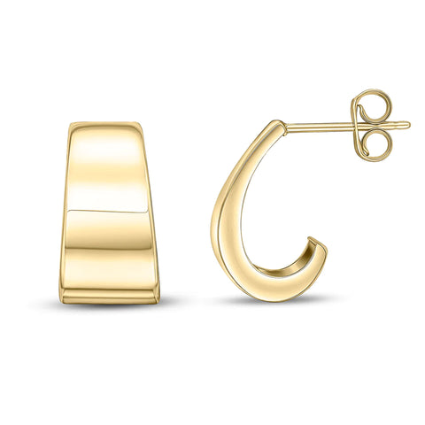 9ct Yellow Gold Flat Tapered Half Hoop Earrings