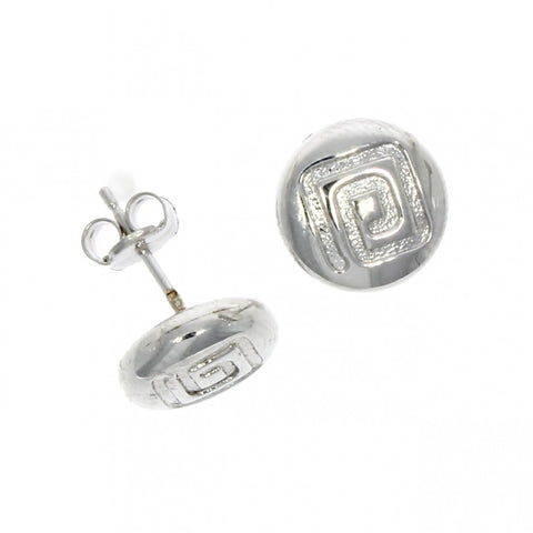 9ct white gold greek key stud earrings