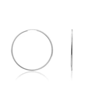 9ct White Gold Thin Sleeper (24mm) Earrings