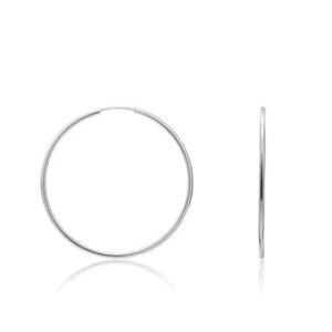 9ct White Gold Thin Sleeper (24mm) Earrings