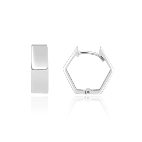 9ct White Gold Hexagon Shaped Huggy Hoops