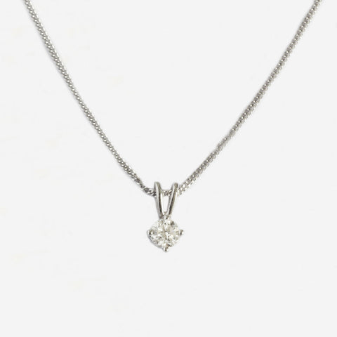 a diamond solitaire pendant necklace on white gold