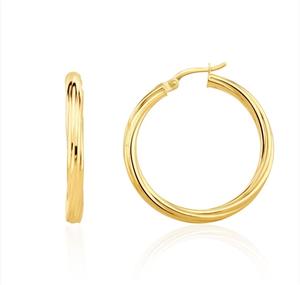 9ct Yellow Gold Twist Hoop Earrings