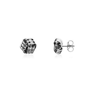 9ct White Gold Ribbed Knot Earrings (Small)