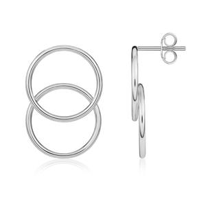 9ct White Gold Overlapped Circle Stud Earrings