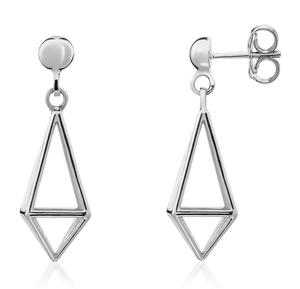 9ct White Gold 3D Kite Drop Earrings