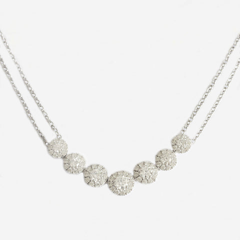 a modern diamond cluster pendant necklace white gold