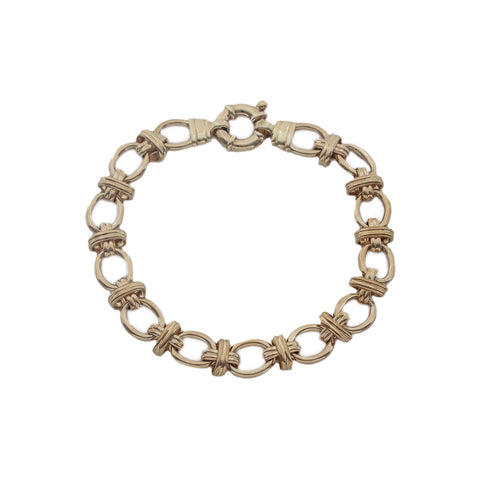 9ct Yellow Gold Oval and Cross Design Bracelet