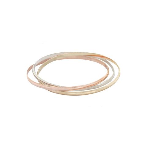9ct Yellow, White and Rose Gold Bangle