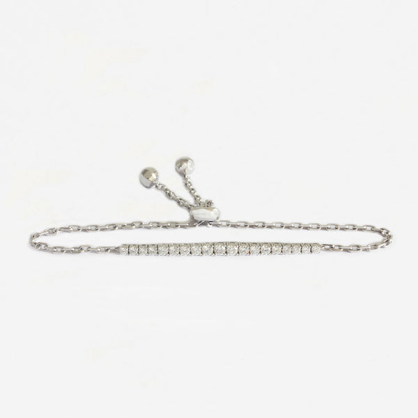 a new white gold diamond set graduated pattern bracelet with adjustable chain