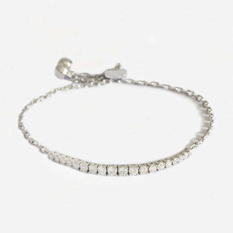 diamond graduated bracelet with chain in white gold