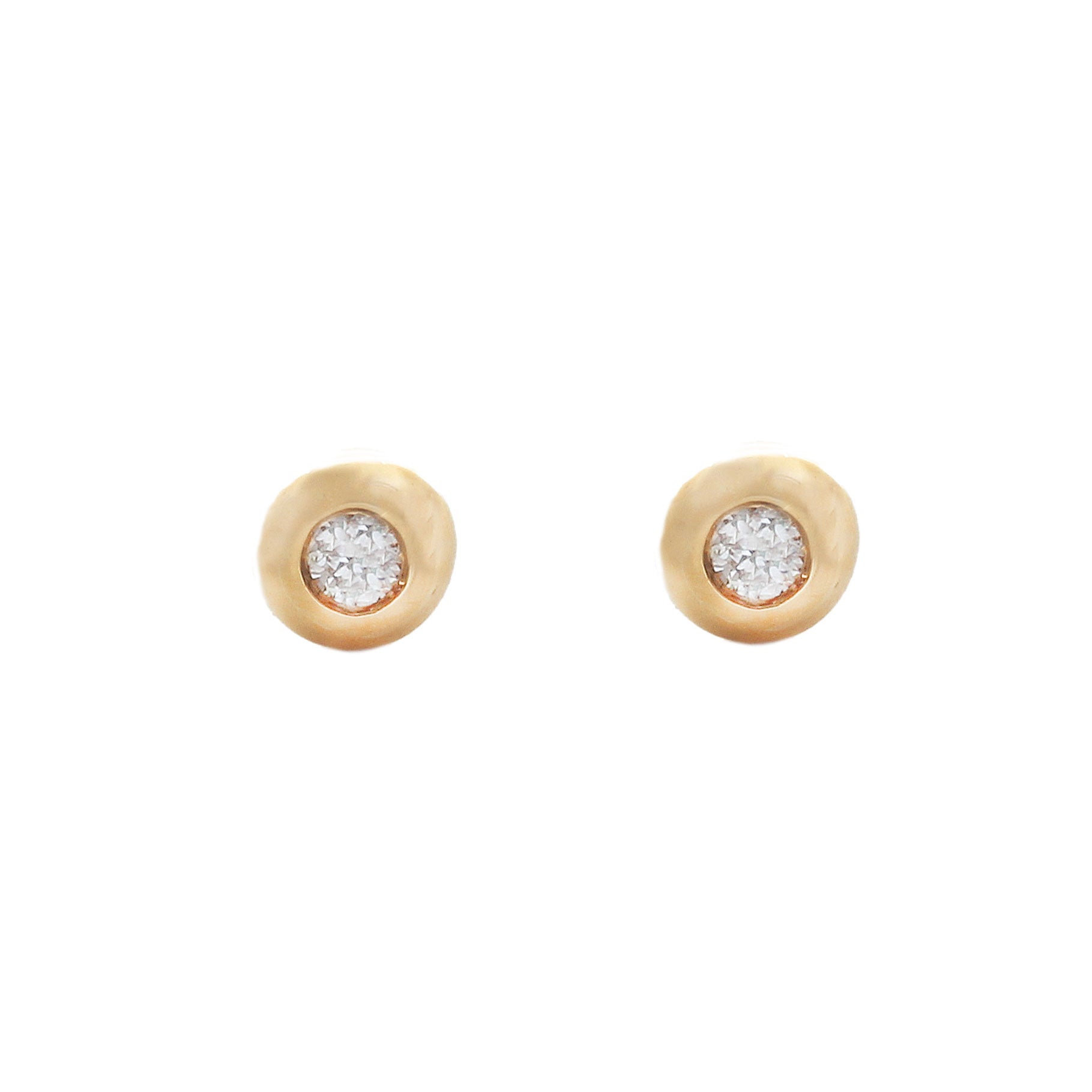 Diamond Solitaire Donut Stud Earrings in 18ct Gold