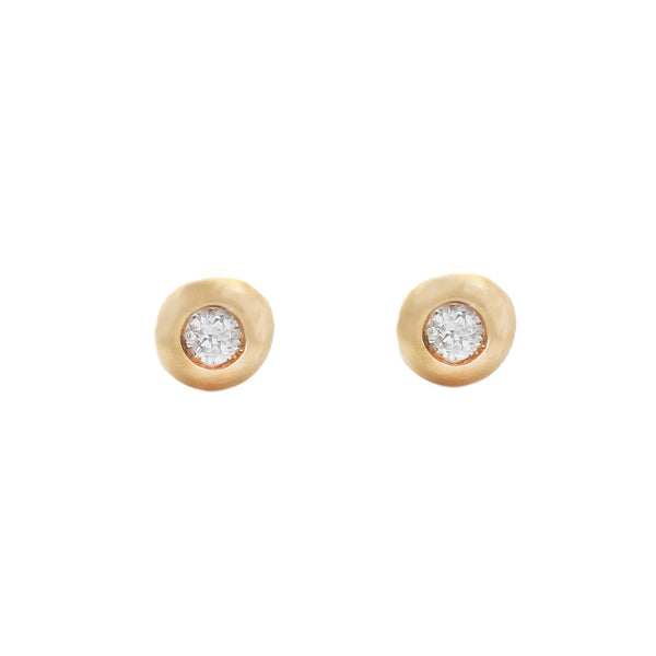 Diamond Solitaire Donut Stud Earrings in 18ct Gold