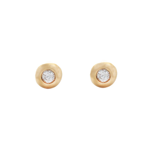 Diamond Solitaire Donut Stud Earrings in 18ct Gold