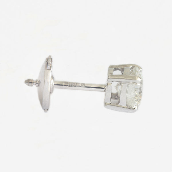 claw set diamond stud earrings white gold