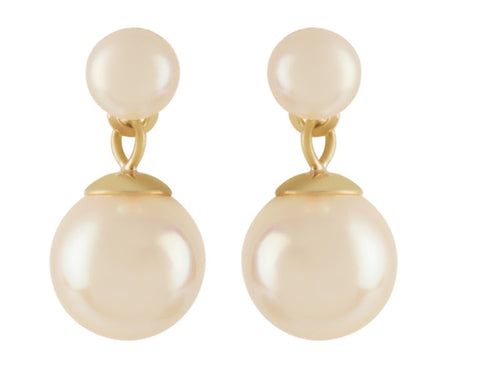 Cultured Pearl Drop Earrings in 9ct Yellow Gold