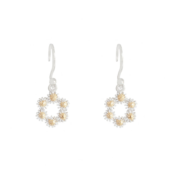 Silver Daisy Iota Drop Earrings