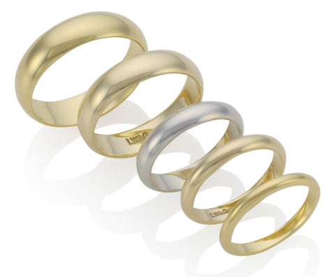 Handmade D-Shape Wedding Ring 18ct White Gold 2.00 - 8.00mm