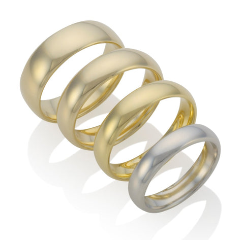 Handmade Medium Court Wedding Ring 9ct White Gold 2.00 - 6.00mm