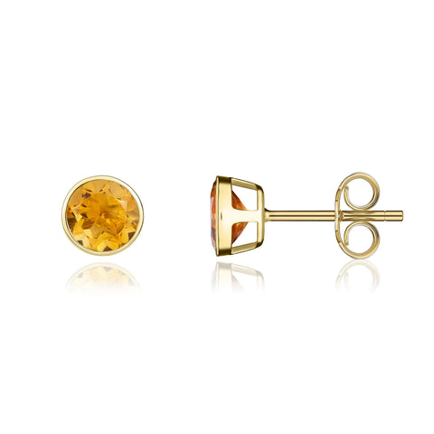 Citrine 5mm Stud Earrings in 9ct Yellow Gold