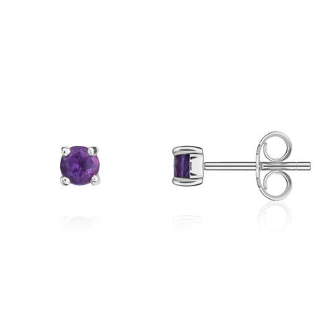 Amethyst Stud Earrings in 9ct White Gold