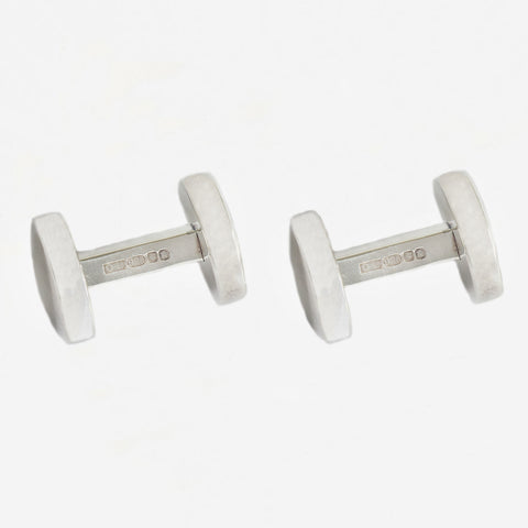 sterling silver circular dumbbells design cufflinks with bar connectors and hallmark 925