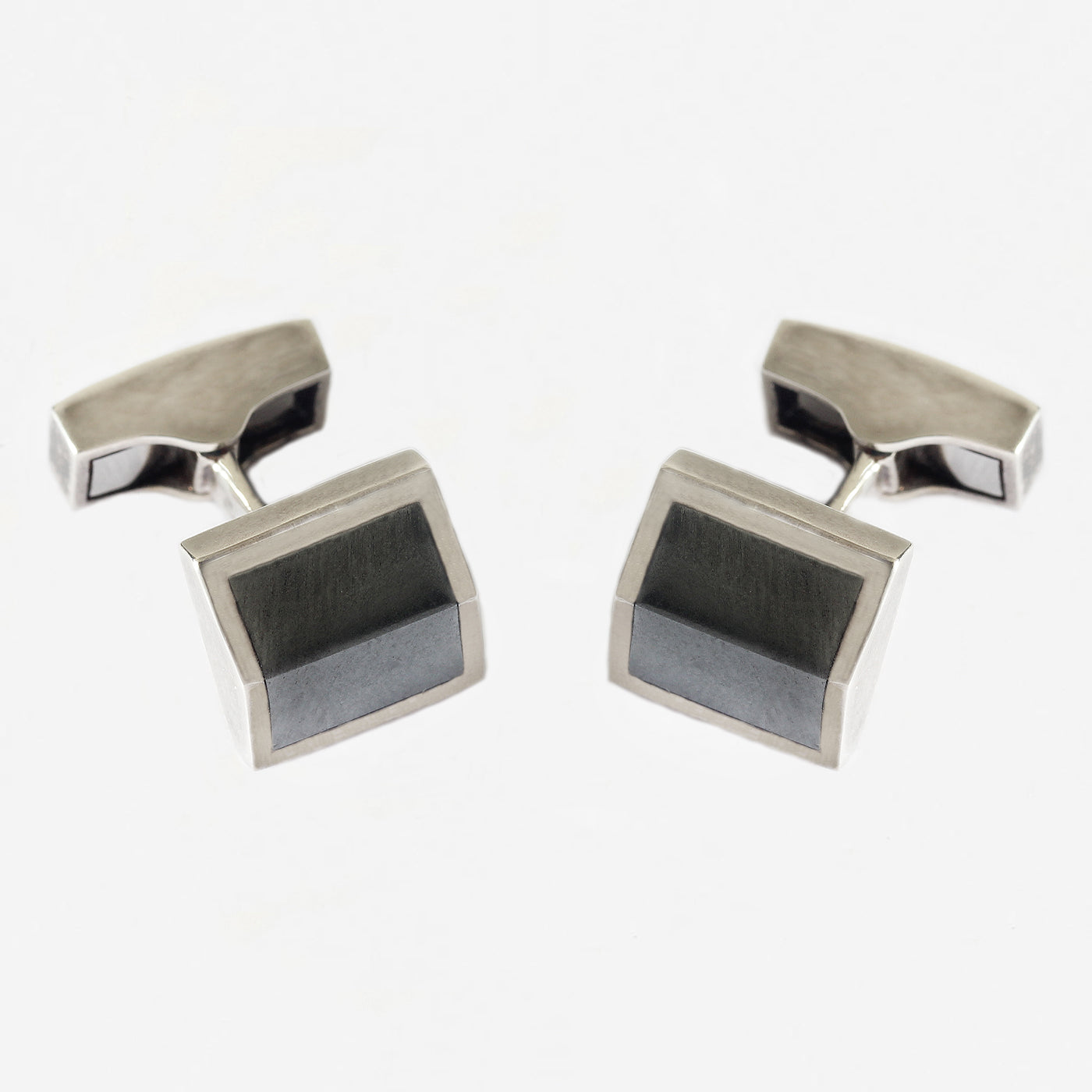 a sterling silver pair of cufflinks with hematite 