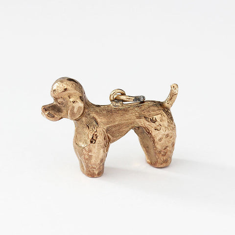 poodle charm set in 9ct yellow gold standing up hollow