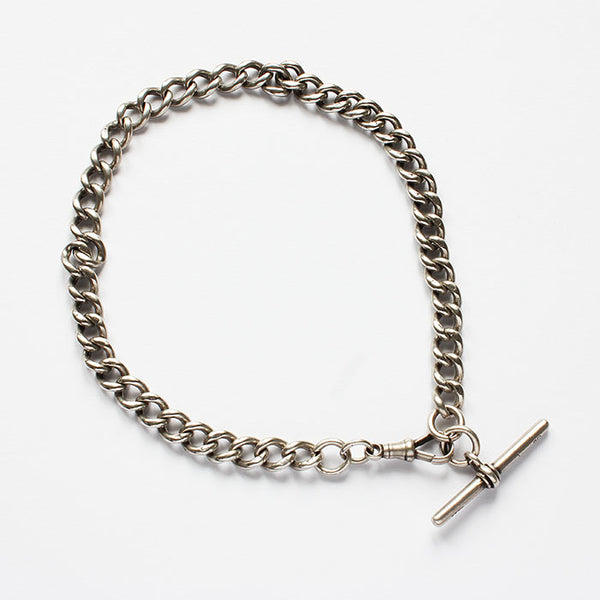 a 925 stamped silver heavy albert chain with swivel clasp and t bar