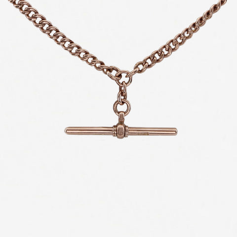 9ct Rose Gold Albert chain With Swivel & T-Bar - Secondhand