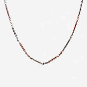 9ct White & Rose Gold Bar Link Albert chain - Secondhand