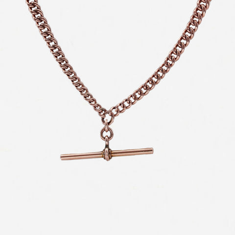 9ct Rose Gold Double Albert chain with T-Bar - Secondhand