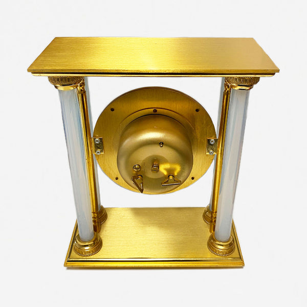 A Gilt & Glass Portico French Mantel Clock by Hour Lavigne - Secondhand