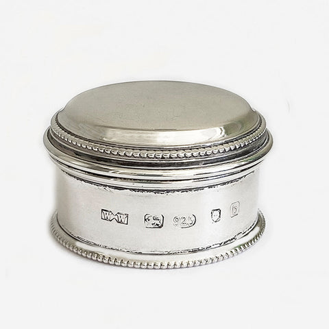 a stunning little silver circular box with a bead edge dated London 2001
