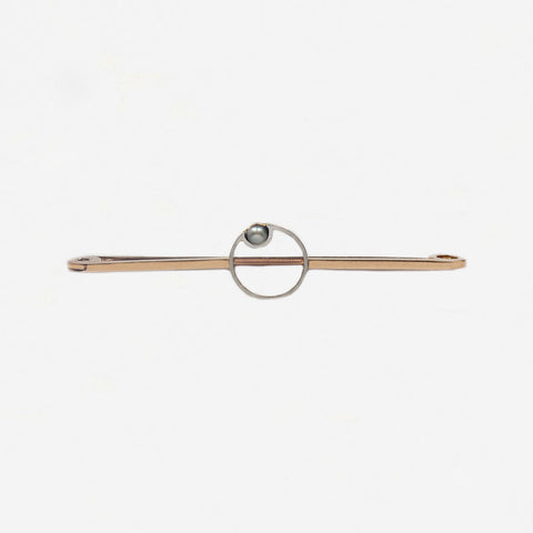 Pearl Bar Brooch in 15ct Gold and Platinum - Secondhand