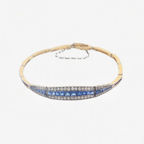 Sapphire & Diamond Edwardian Bracelet in 18ct Gold & Platinum- Secondhand