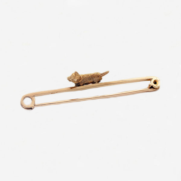 9ct Gold Highland Terrier Bar Brooch - Secondhand