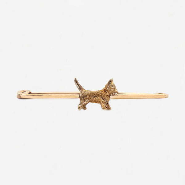9ct Gold Highland Terrier Bar Brooch - Secondhand