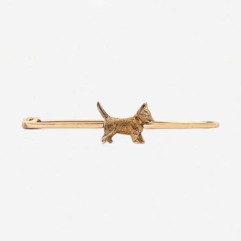 9ct Gold Highland Terrier Bar Brooch - Secondhand